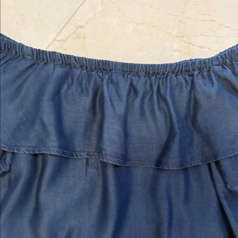 Halston Heritage Navy Ruffle Tube Top - Picture 9 of 11